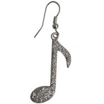 Aim MUER2 Crystal 8th Note Silver Earrings