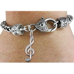 Music Gift RB26 Crystal Treble Clef & Heart Clasp Bracelet
