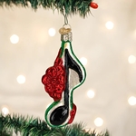 Old World OW38061 Musical Note With Bow-Green Ornament