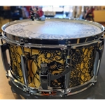 Used Pearl Masters Maple Complete Snare Drum, Cain and Abel Graphic