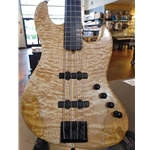 Used Warmoth Dinky Jazz Electric Bass Guitar, Quilted Maple, Natural