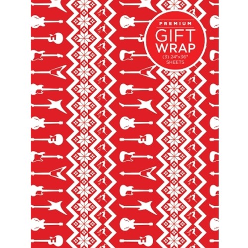 Hal Leonard HL00285994 Wrapping Paper - Red & White Holiday Guitar Theme