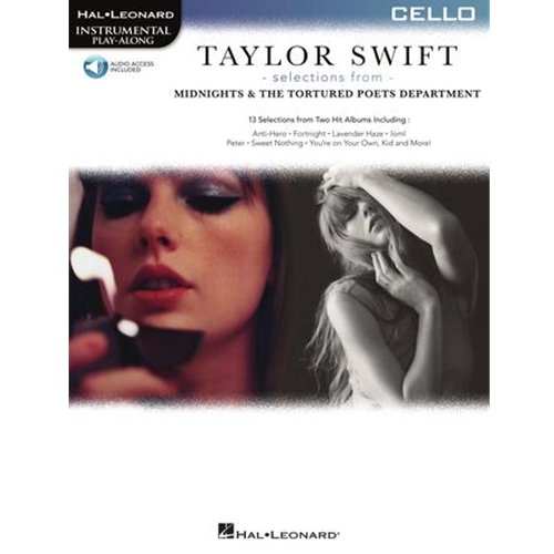 Taylor Swift - Selections from Midnights & The Tortured Poets Department - Cello Play-Along Book with Online Audio