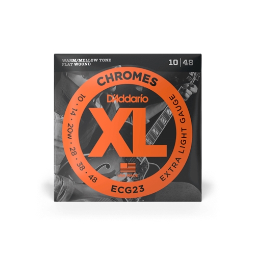 D'Addario ECG23 Chromes Flat Wound Electric Guitar Strings, Extra Light, 10-48