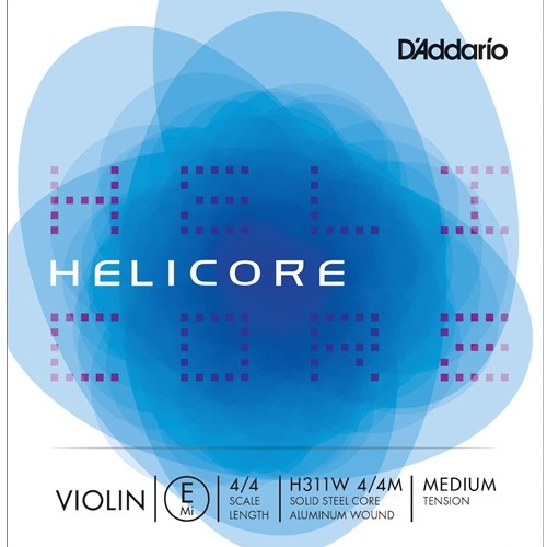 H311W4/4M D'Addario Helicore Violin Single Aluminum Wound E String, 4/4 Scale, Medium Tension