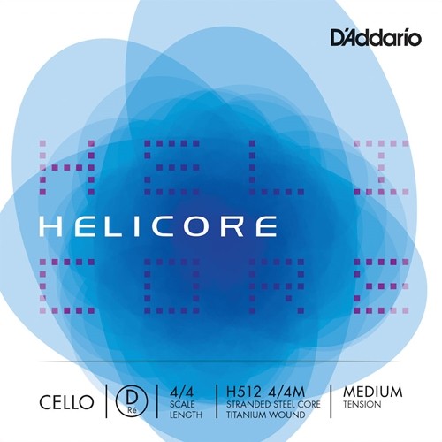 H512 D'Addario Helicore Cello Single D String, Medium Tension