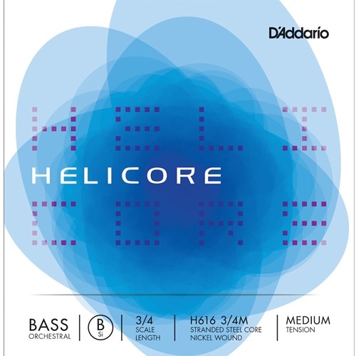 H6163/4M D'Addario Helicore Orchestral Bass Single Low B String, 3/4 Scale, Medium Tension