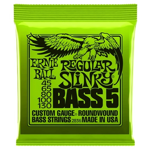 Ernie Ball EB2836 Nickel Wound 5 String Electric Bass Strings, Regular Slinky (45 - 130)