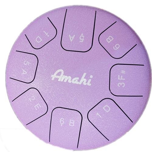 Amahi KLG10PU 10" Purple Steel Tongue Drum, D Major Pentatonic