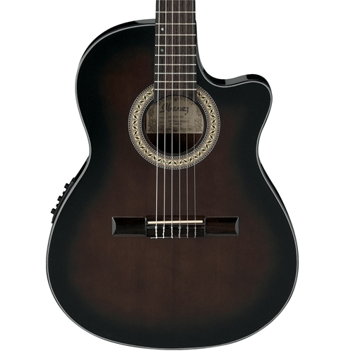 Ibanez GA35TCE Thinline Classical Guitar with Electronics, Dark Violin Sunburst