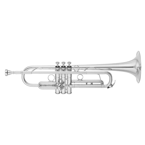 Yamaha YTR-8330EMS Custom Trumpet; Key of Bb; .459" bore; silver-plated finish; phosphor bronze bottom valve caps