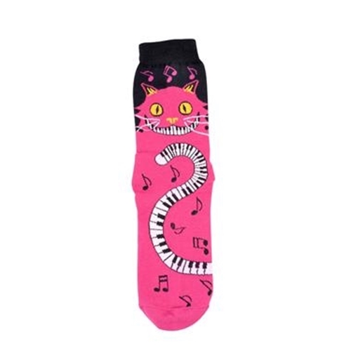 Aim MUSO1 Cat Piano Keys Tail Ladies Magenta Socks