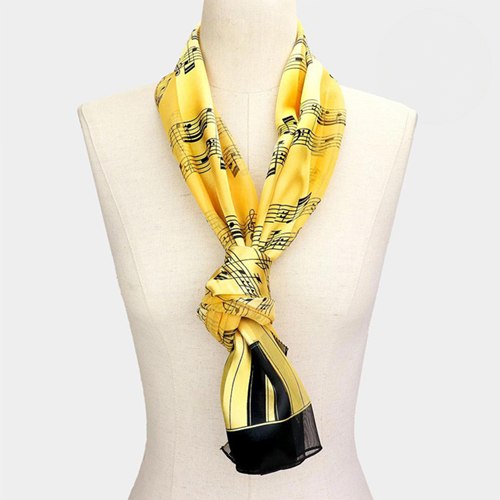 Music Gift SF55 Black and Gold Musical Staff - Satin Scarf