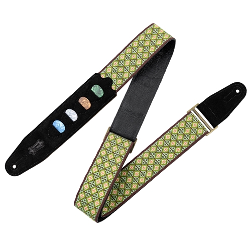 M8HTVPH-25 Levy's Hootenanny Design - Green Mosaic - with Pick holder