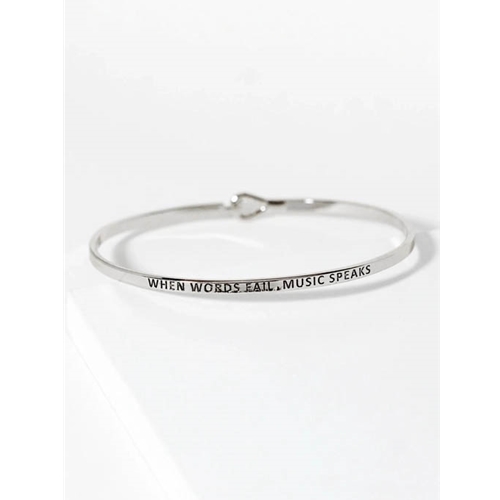 Wild Honey 61-B4383-RH When Words Fail, Music Speaks Bangle Bracelet, Rhodium
