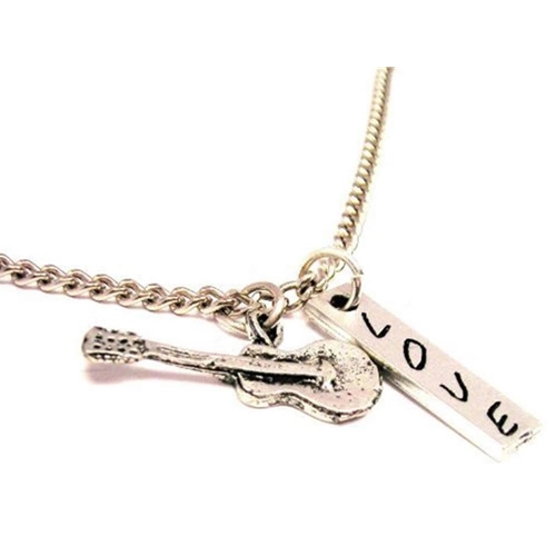 Chubby Chico Charms CH01040 Acoustic Guitar Necklace with Love Stick