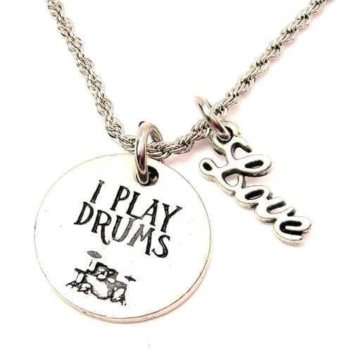Chubby Chico Charms CH05013 I Play Drums 20" Rope Necklace with Love Accent