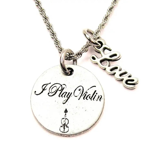 Chubby Chico Charms CH05320 I Play Violin 20" Rope Necklace with Love Accent