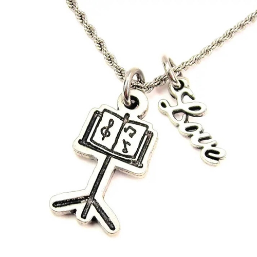Chubby Chico Charms CH08508 Sheet Music On Stand 20" Rope Necklace with Love Accent