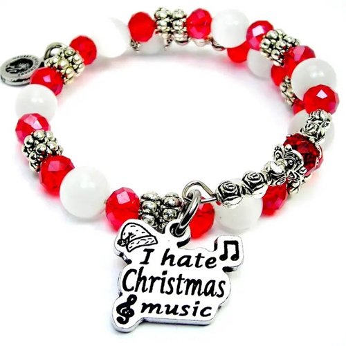 Chubby Chico Charms CH09833 I Hate Christmas Music Christmas Cat's Eye Wrap Bracelet