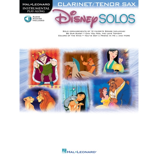 Disney Solos For Clarinet or Tenor Sax with Online Audio