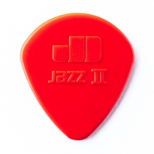 Dunlop 47P2N Nylon Jazz II Guitar Picks, Red Nylon, 6 Pack