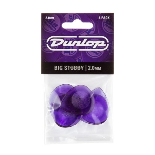 Dunlop 475P2.0 Big Stubby Guitar Picks, 2.0mm Purple 6 Pack