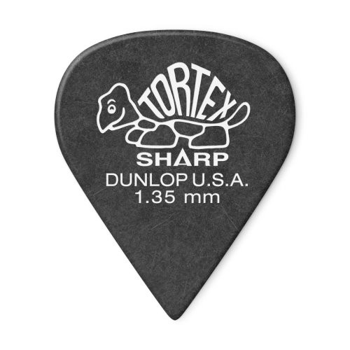 Dunlop 412P1.35 Tortex Sharp Guitar Pick, 1.35mm Black, 12 Pack