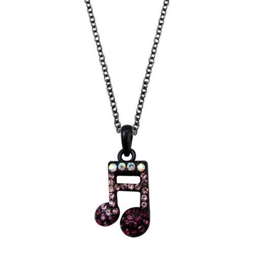 Aim N479 Purple Double Note Music Necklace W/crystals