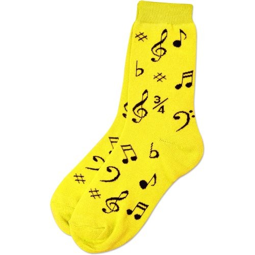 Aim AIM10016C Women's Socks with Black Notes, Yellow
