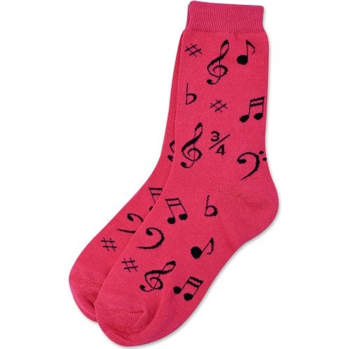 Aim AIM10016D Women's Socks with Black Notes, Pink