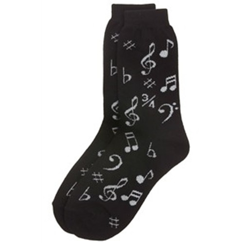 Aim AIM10010 Black & White Music Note Socks (Ladies 9-11)