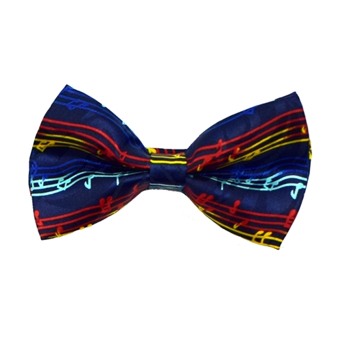 Music Gift RBT04 Bow Tie - Navy w/Music Notes