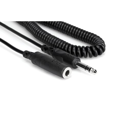 Hosa HPE-325C 1/4 in TRS to 1/4 in TRS, Coiled Cable - Headphone Extension Cable