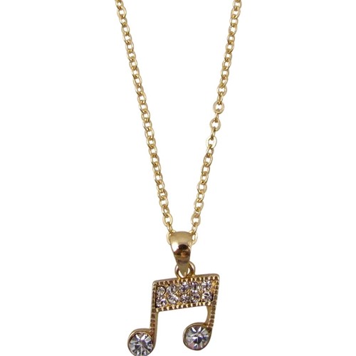 Aim N515 Music Note Necklace, Gold and Crystals