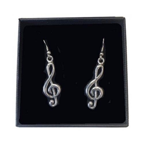 Music Gift PE1 Treble Clef Pewter Earings