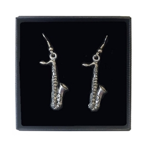 Music Gift PE3 Saxophone Pewter Earings