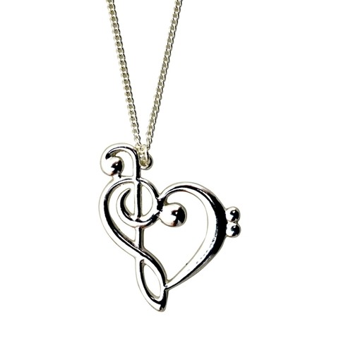 Aim MUNK1 Necklace G Clef Heart Silver