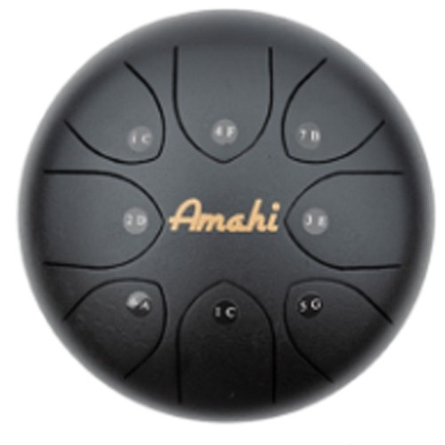 Amahi KLG10-8BK 10" Black Steel Tongue Drum - D Major Pentatonic