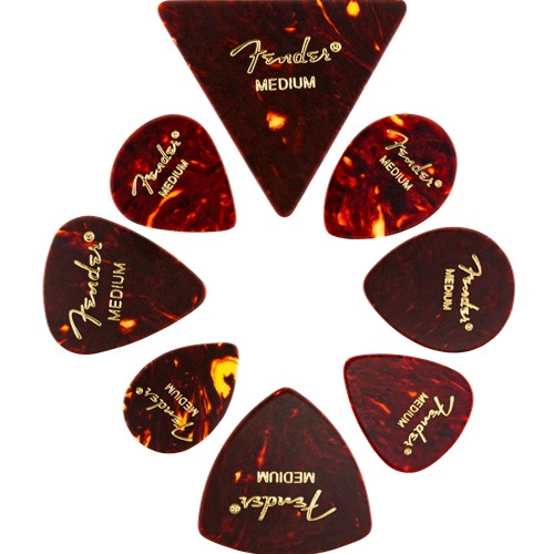 Fender 0980200300 Celluloid Medley, Tortoise Shell, Medium, 8 Pack of Guitar Picks