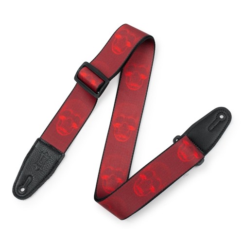Levy's MPD2-114 2" Wide Polyester Guitar Strap with Dark Red & Red Scanned Skull Motif