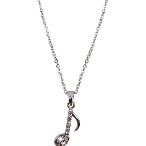 Aim N527 8th Note Necklace, Silver with Crystals