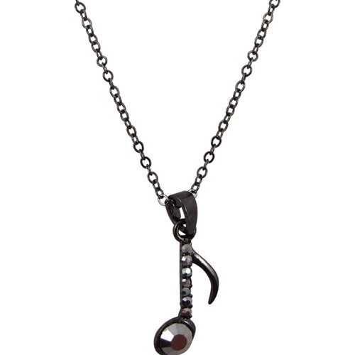 Aim N526 8th Note Necklace with Black Crystals