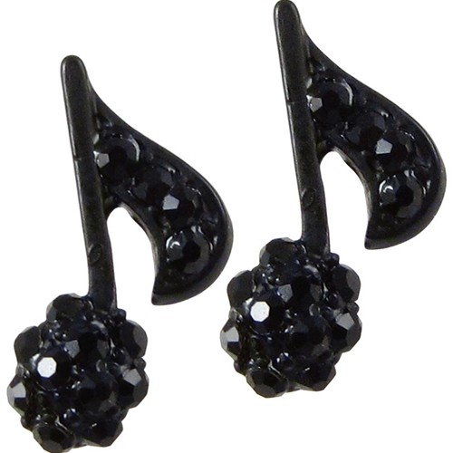 Aim ER445 8th Note Crystal Earrings Black