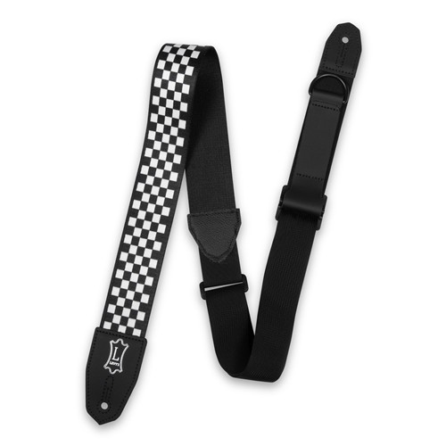 Levy's MPRH-28 Right Height 2-Inch-Wide Polyester Guitar Strap with Black & White Checkered Motif