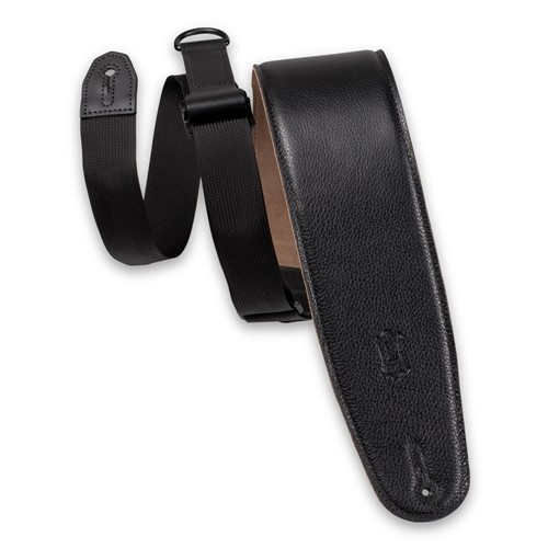 Levy's MRH4GF-BLK Right Height 3.5”-Wide Garment Leather Padded Bass Guitar Strap in Black