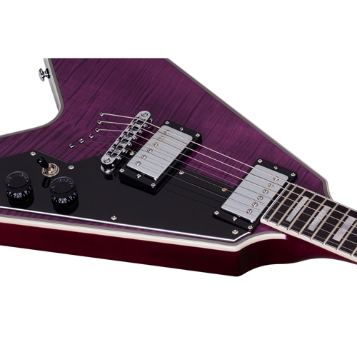 Beacock Music - Schecter V-1 Custom Electric Guitar, Trans Purple