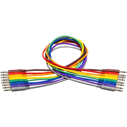 Hosa CMM-815 6 Inch Unbalanced Patch Cables, 3.5 mm TS to Same, 8-Pack Assorted Colors