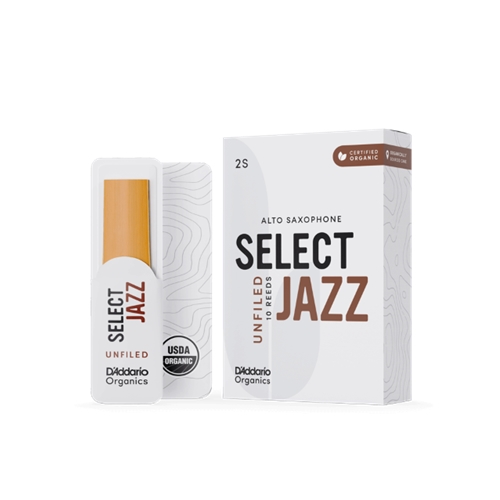D'Addario ORRS10ASX Organic Select Jazz Unfiled Alto Saxophone Reeds, 10-Pack
