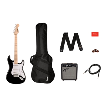 Squier Sonic Stratocaster Pack, Maple Fingerboard, Black, Gig Bag, 10G - 120V